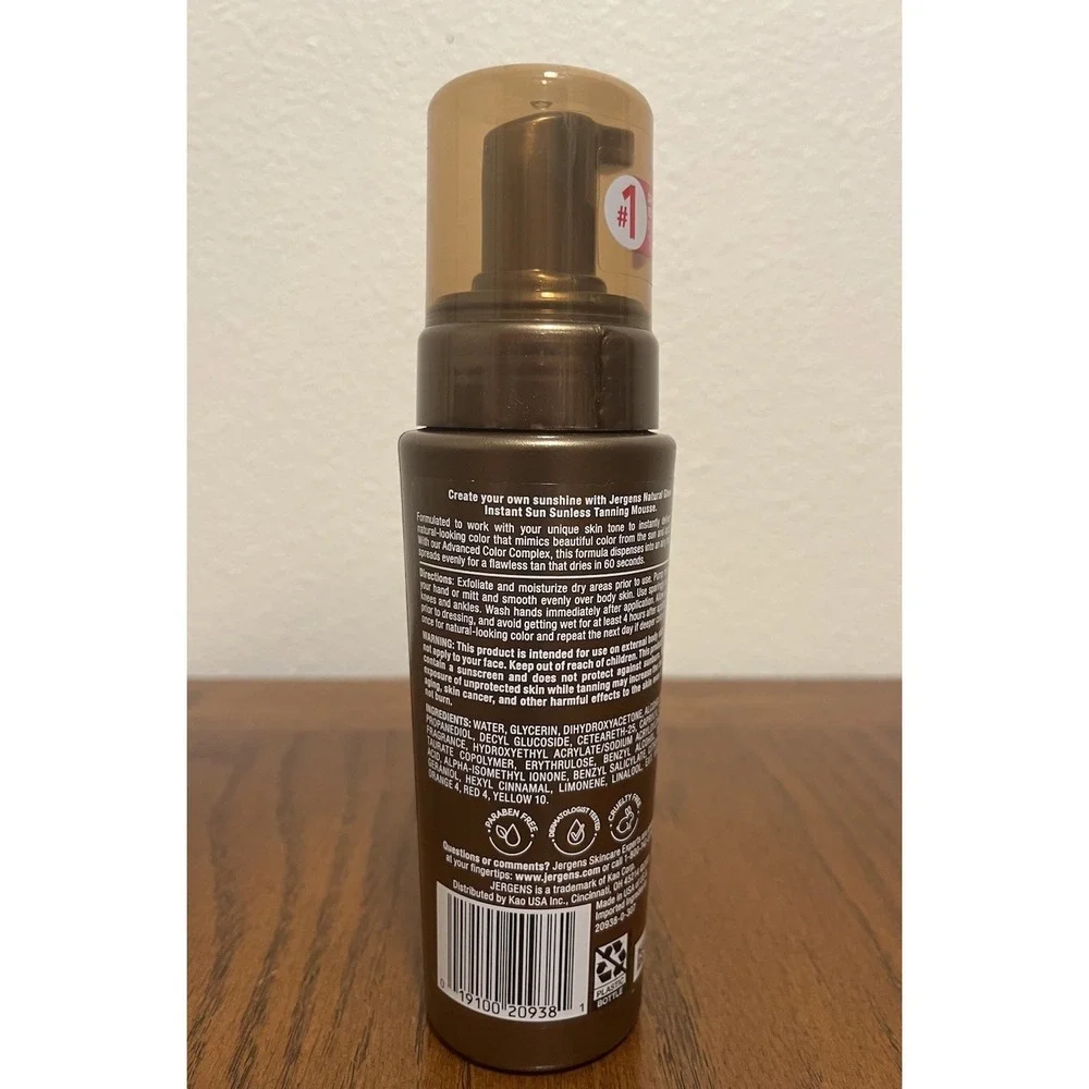 Jergens Natural Glow Instant Sun, Deep Bronze, Sunless Tanning Mousse, 6 fl oz